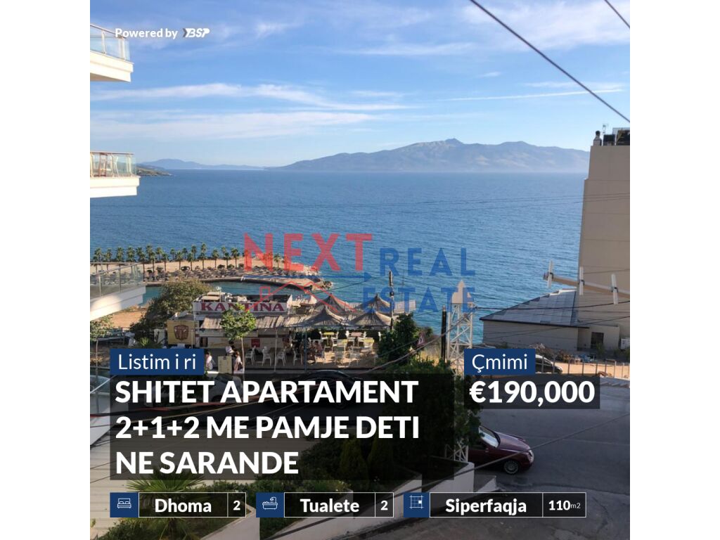 Piso en venta 2+1+2 con vista al mar en Saranda