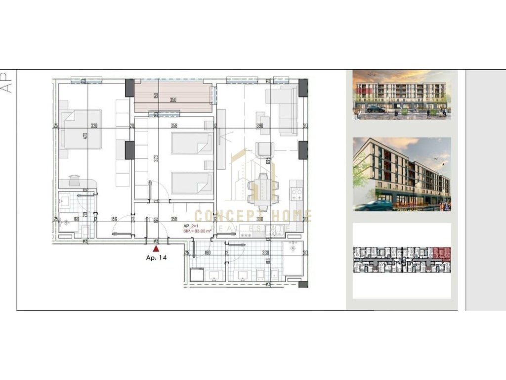 Apartamento en venta 2+1 en kamez