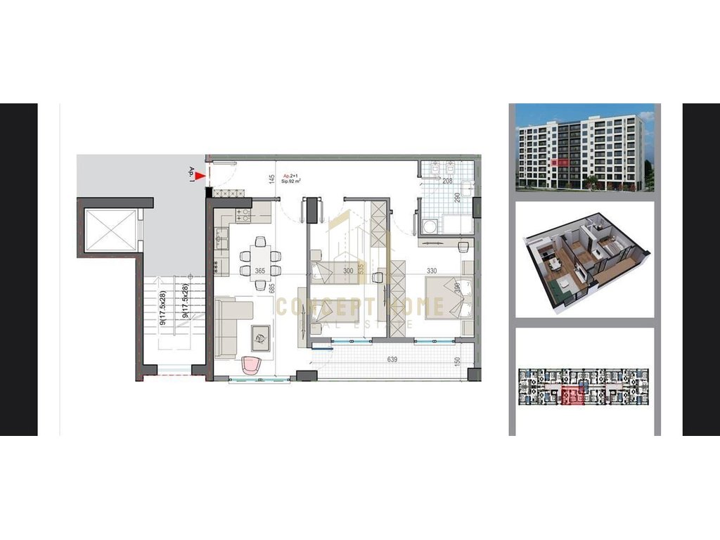 Apartamento 2+1 en venta en kamez