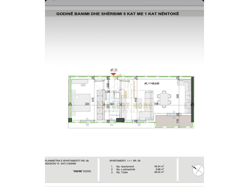 Shitet apartament 1+1 ne kamez (venatino 2 residence)- 56.760 euro