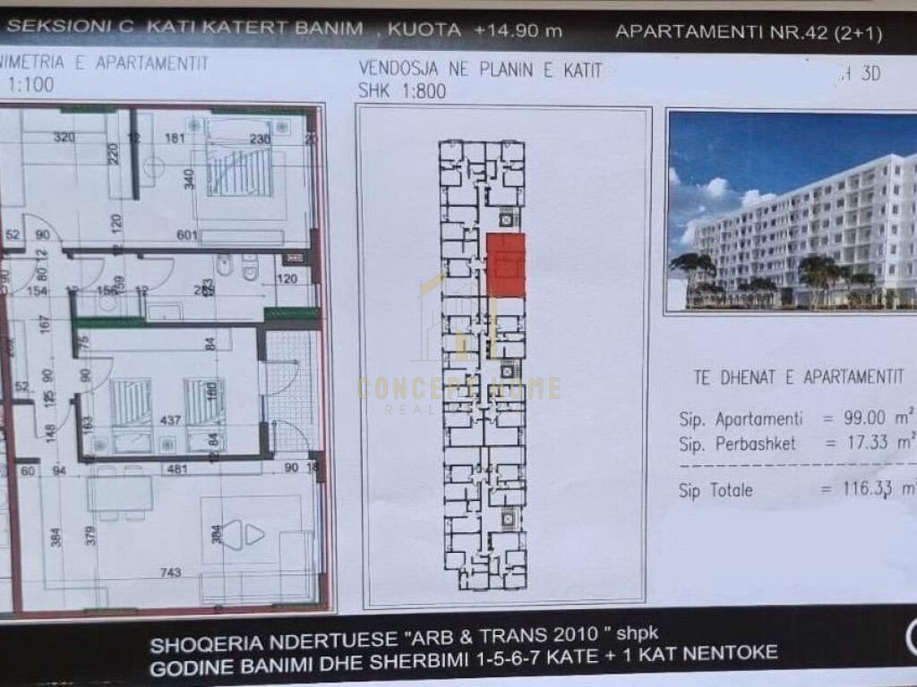 Apartamento 2+1 à venda em kamez - 87.250 euros