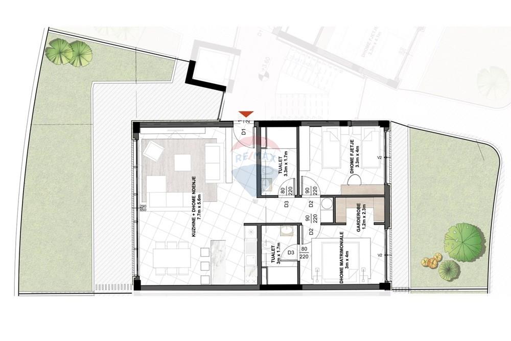 Apartment for sale, 2+1 with yard, part of a residential complex near teg!