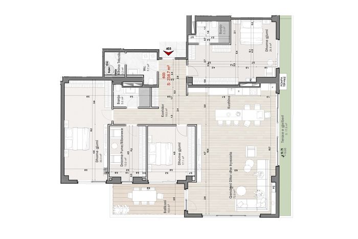 Wohnung 238,7m² zu verkaufen in Prishtina e Re