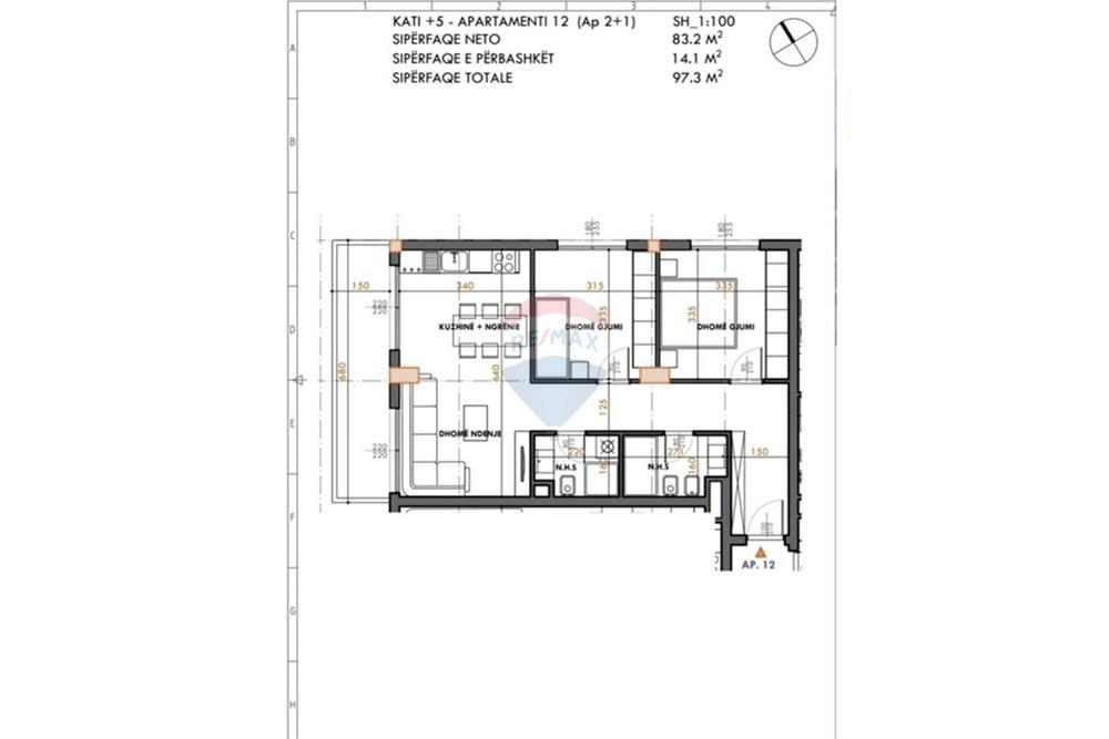 En venta, apartamento 2+1+2, residencia mivita, Tirana.