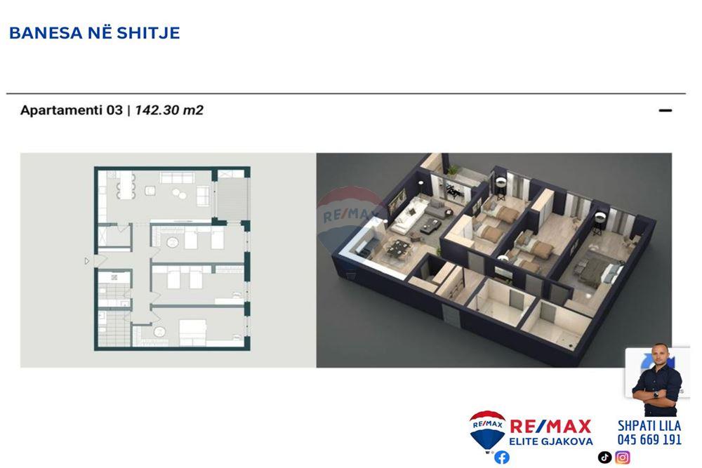Offerta in #vendita appartamenti con una superficie totale di 142,30m² - sesto piano, llamella 5, in via "Luan Haradinaj", complesso residenziale "Jakova Housing" - Gjakovë. (4)